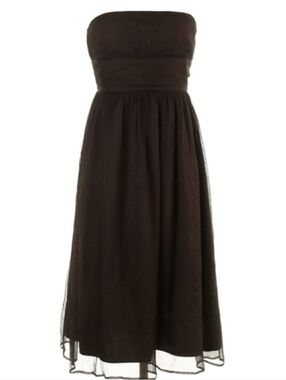 Silk J. Crew Chocolate Brown Dress Strapless Sheer Cocktail Party Event Jcrew 0